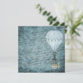 Steampunk Hot Air ballon Dok Blue Handschrift (Staand voorkant)