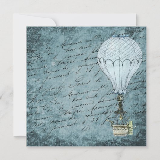 Steampunk Hot Air ballon Dok Blue Handschrift (Voorkant)