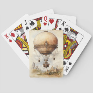 Steampunk Hot Air ballon Pokerkaarten
