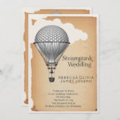 Steampunk Hot Air Ballonbruiloft Kaart (Voorkant / Achterkant)