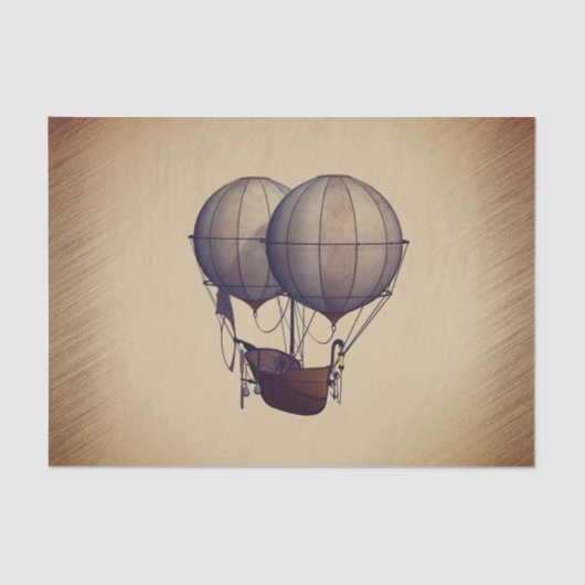 Steampunk Hot Air-ballonnen met schip Tissuepapier (Voorkant)
