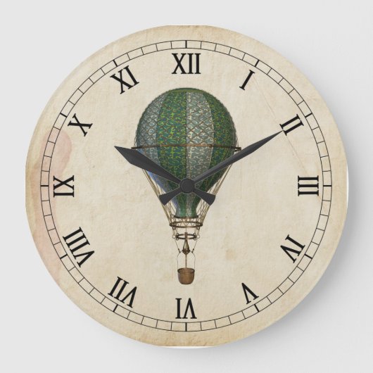 Steampunk Hot Air-ballonwandklok Grote Klok (Voorkant)
