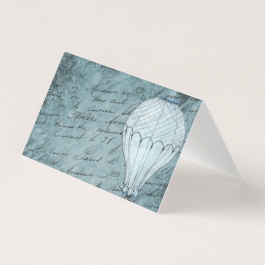 Steampunk Hot Air Balloon Dusk Blue écriture manus (Front)