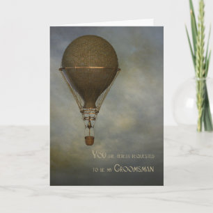 Steampunk, Hot Air Balloon, Groomsman Invitation