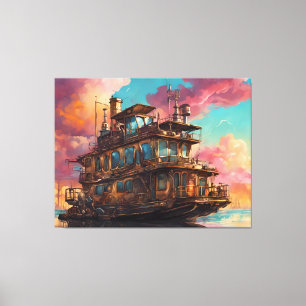 Steampunk Houseboot Canvas Afdruk