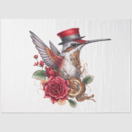Steampunk Hummingbird met rood Pet en klokwerk Tissuepapier