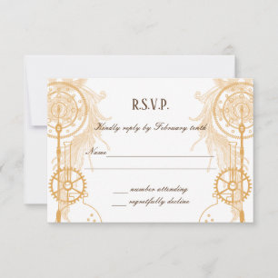 Steampunk-huwelijk RSVP Kaart
