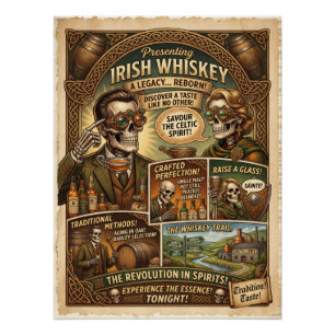 Steampunk Ierse Whiskey "Een Erfenis Herboren" Pre Perfect Poster