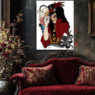 Steampunk in het rood poster