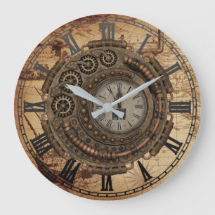 Steampunk Industrial Clock Machines Map Grote Klok