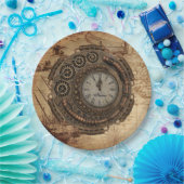 Steampunk Industrial Clock Machines  Map Papieren Bordje (Feest)