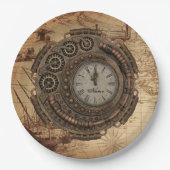 Steampunk Industrial Clock Machines  Map Papieren Bordje (Voorkant)