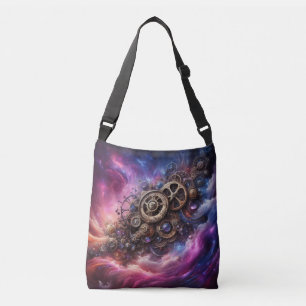Steampunk Industrial Clockwork Paarse en Roze Crossbody Tas