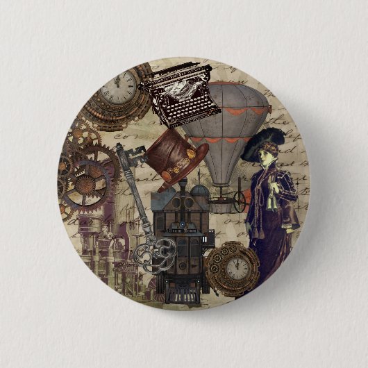 Steampunk Industrial Cyberpunk Victoriaans Ronde Button 5,7 Cm (Voorkant)