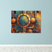 Steampunk Industrial Geometry Art Canvas Afdruk (Insitu (Houten vloer))