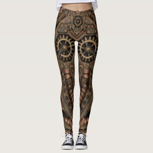 Steampunk Industrial Vintage Clockwork Leggings (Voorkant)