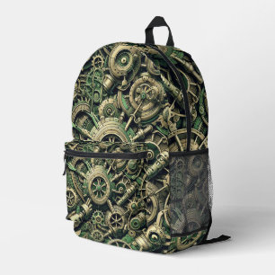 Steampunk Industriële Groene Clockwork Gears Bedrukte Rugzak