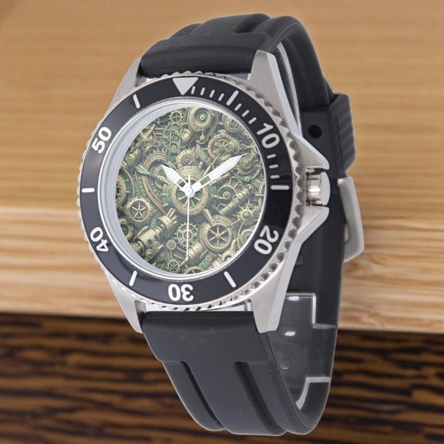 Steampunk Industriële Groene Clockwork Gears Horloge (Creator heeft geüpload)