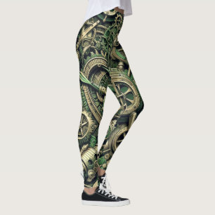 Steampunk Industriële Groene Clockwork Gears Leggings