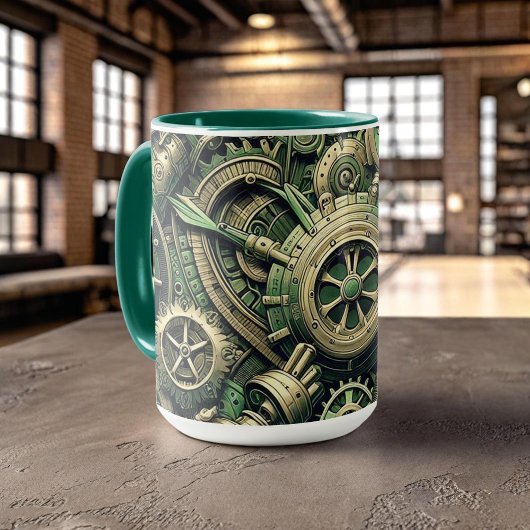 Steampunk Industriële Groene Clockwork Gears Mok