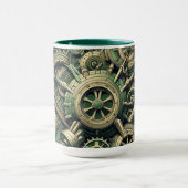 Steampunk Industriële Groene Clockwork Gears Mok (Midden)