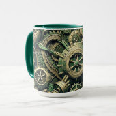 Steampunk Industriële Groene Clockwork Gears Mok (Voorkant links)