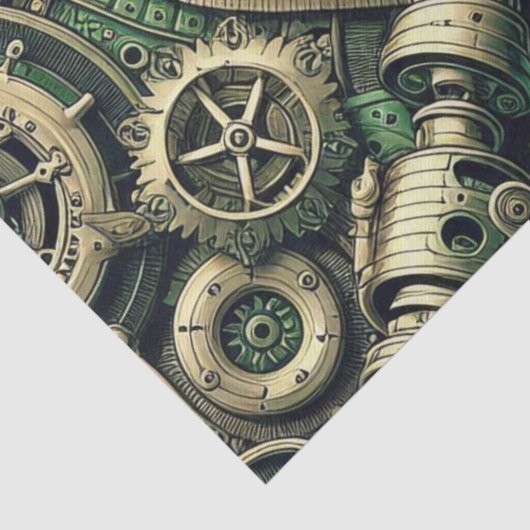 Steampunk Industriële Groene Clockwork Gears Tissuepapier (Detail)