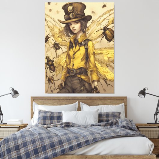 Steampunk Insectendame Canvas Afdruk (Insitu (Slaapkamer))