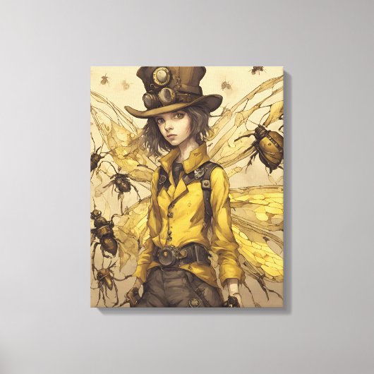 Steampunk Insectendame Canvas Afdruk (Voorkant)