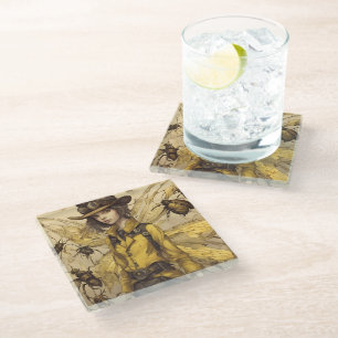 Steampunk Insectendame Glazen Onderzetter