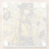 Steampunk Insectendame Glazen Onderzetter (Achterkant)