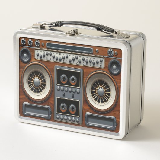 Steampunk inspired cassette radio Metal Lunchbox (Voorkant)