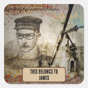 Steampunk Inventor Scientist Telescope Vierkante Sticker