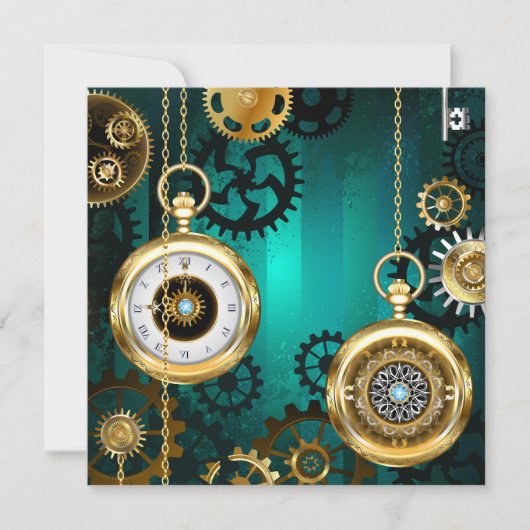 Steampunk Jewelry Watch on a Green Background (Voorkant)