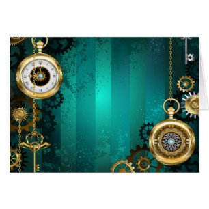 Steampunk Jewelry Watch on a Green Background