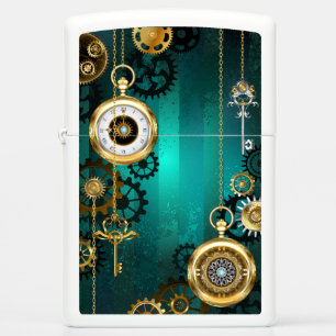 Steampunk Jewelry Watch on a Green Background