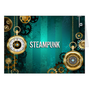 Steampunk Jewelry Watch on a Green Background