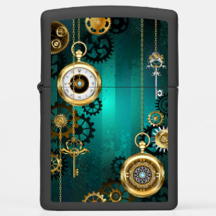 Steampunk Jewelry Watch on a Green Background