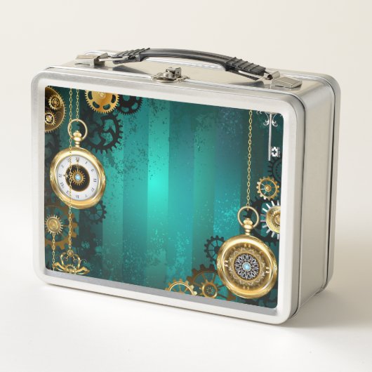 Steampunk Jewelry Watch on a Green Background (Voorkant)