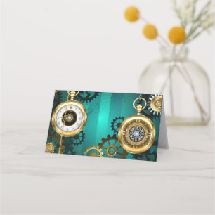 Steampunk Jewelry Watch on a Green Background Afsprakenkaart