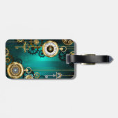 Steampunk Jewelry Watch on a Green Background Bagagelabel (Achterkant horizontaal)