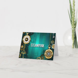 Steampunk Jewelry Watch on a Green Background Bedankkaart