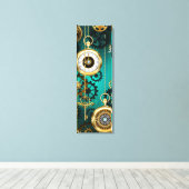 Steampunk Jewelry Watch on a Green Background Canvas Afdruk (Insitu (Houten vloer))