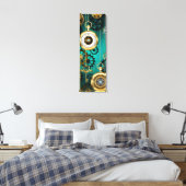 Steampunk Jewelry Watch on a Green Background Canvas Afdruk (Insitu (Slaapkamer))