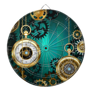 Steampunk Jewelry Watch on a Green Background Dartbord