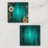 Steampunk Jewelry Watch on a Green Background Informatiekaartje (Voorkant / Achterkant)