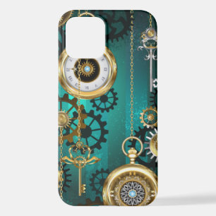 Steampunk Jewelry Watch on a Green Background iPhone 12 Hoesje