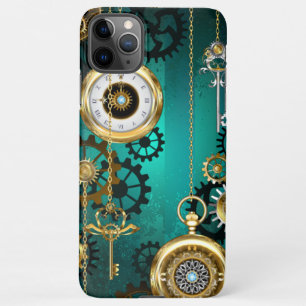 Steampunk Jewelry Watch on a Green Background iPhone 11Pro Max Hoesje