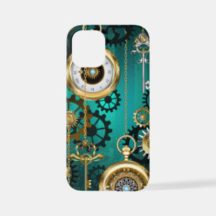 Steampunk Jewelry Watch on a Green Background iPhone 12 Mini Hoesje