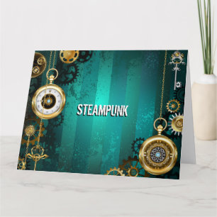 Steampunk Jewelry Watch on a Green Background Kaart
